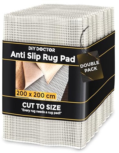 DIY Doctor XXL Rug Gripper (2 Pack) – 200x200cm Non-Slip Matting Roll – Anti Slip Rug Underlay for Hardwood, Tile & Laminate – Rug Grip Stopper & Non-Slip Mat for Floors