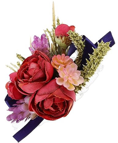 EXCEART 2st Handgelenk-corsage-armbänder Blumenarmbänder Dekorative Handgelenkskorsage Hochzeitszubehör Hochzeitsdekorationen Hochzeitshandblume Die Blumen Handgelenkskette Braut Polyester