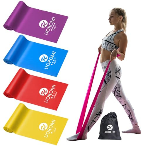 Resistance Bands Set, UOROMI Elastic Bands with 4 Resistance Levels, Exercise Bands Workout Resistance Bands Set for Strength Training,Yoga,Gym,Pilates,Fitness