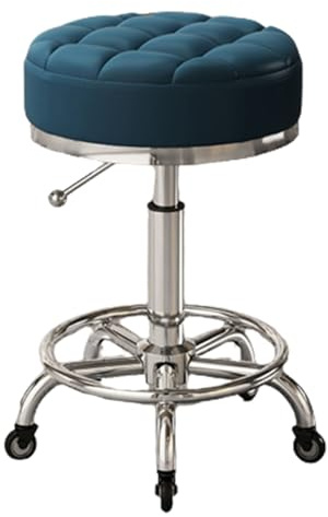 Robuster Drehhocker, höhenverstellbar, Edelstahl, mit Rädern, für Küche, Salon, Bar, Büro, Massage, Salon, Ästhetiker und Heimbüro, Braun