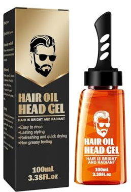 Haargel für Männer, East Moon Hair Oil Head Gel, East Moon Haaröl Kopfgel, 2 in 1 Haarwachsgel mit Kamm, Haar-Styling-Gel mit starkem Halt, Haarfestiger-Gel mit Tauchkamm (1PCS)