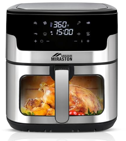 MIRASTON Touch Air Fryer, Upgraded 8L 6-in-1 Basket Air Fryerr, Digital Touchscreen Display with 8-Presets, Air Fry, Bake, Roast, Broil in Minutes (8 QT, Black (Touchscreen Series))