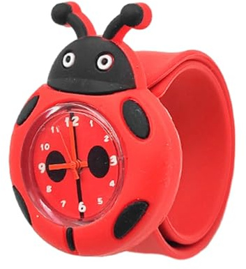 tuwiwol Stilvolle und zuverlässige Cartoon Silikonuhr für Kinder, Silikagel Kind, Junge, Mädchen, Marienkäfer Cartoon Silikonuhr, Käfer