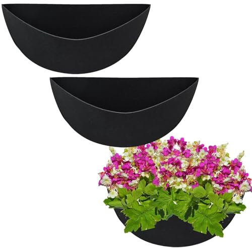 Lyricalist Halbkreis-Korb – 3-teiliger Blumenkorb-Übertopf, Wand-Übertopf, Gartendekoration | Hängende Pflanzkörbe, hängende Pflanzkörbe für Pflanzgefäße, Gartenzaun, Blumenkörbe, Töpfe