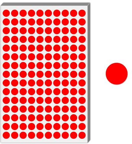 3000 Stück, 12mm - Klebepunkte Rot, Rote Punkte Aufkleber Sticker, Runde Punktaufkleber Markierungspunkte