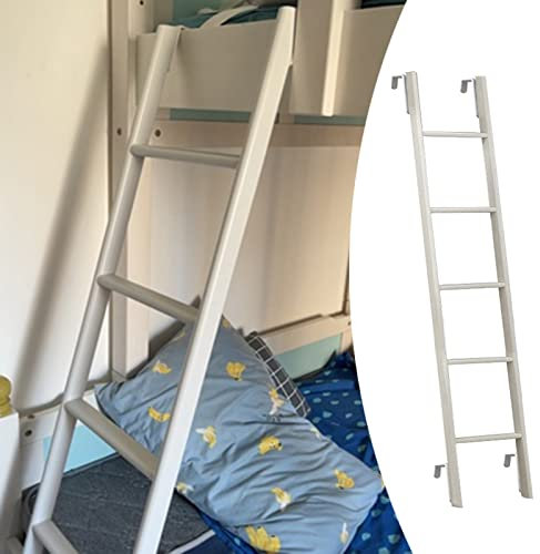 Etagenbettleiter, weiße Etagenbettleiter – 116 cm/130 cm/140 cm/150 cm hoch, verstellbare Ersatzleiter für Einzelbett-Etagenbetten für Wohnmobil, Wohnheim, Wohnwagen, Metallrahmen
