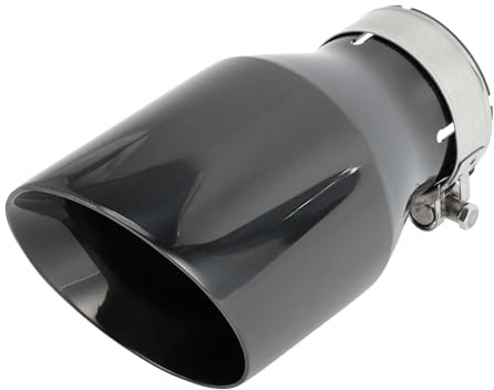 Hihaha Slant Exhaust Tip 2.5 Inlet 4.1 Outlet Stainless Steel Black Clamp | for Car, 1 Set,Rear Clamp on Tailpipe, 63mm ID,7.1 Length