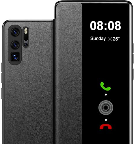 Handyhülle für Huawei P30 Pro Hülle S View, Clear View Flip Leder für Huawei P30 Pro Hülle, Luxus Extra-Dünn Stoßfest Kratzfest Schutzhülle Cover Case für Huawei P30Pro Tasche Clear S View