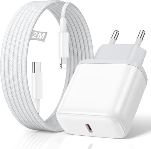 Cargador iPhone 13 [Certificado MFi] 20W Cargador Carga Rapida y 2M USB C Cable, Compatible con iPhone 14/14 Pro/14 Pro Max/13 12 11 XS XS MAX XR X SE 8 Plus, iPad Rápido Pared Corrient Enchufe