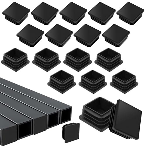 20 Stück Lamellenstopfen, 30 x 30 mm Quadratischer Rohrstopfen Schwarz, Stopfen für Vierkantrohr, Kunststoffkappen für Rohre für Metallprodukte, Geländer, Stühle, Sofas, Tische, Regale