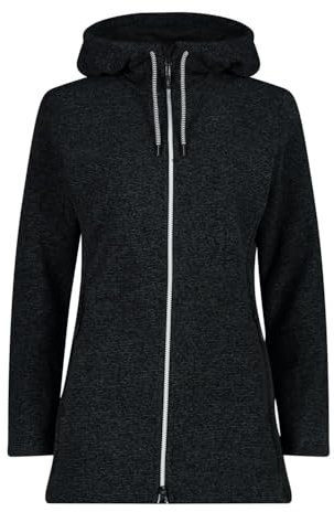 CMP - Giacca da donna in pile Knit Tech con cappuccio fisso, Nero, 44