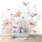 Papier Peint Panoramique Floral Papillon Violet 350x256 cm Papier Peint Intissé Mural, Poster Geant Mural Impression 3D, pour Salon Chambre d'enfants restaurant Décoration Murale