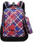 Cusangel Kinder-Rucksack, Lila und Beige, mit mehreren Taschen und verstellbaren Riemen (Blau-Rot)