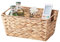 Eden & Willow Natural Water Hyacinth Woven Storage Basket with Handles | Wicker Shelf Baskets for Home Decor and Bathroom Organisation | Handmade Stackable Gift Hamper Basket (1, Small)