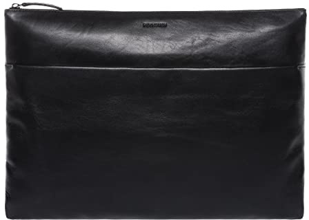 FEYNSINN Laptop-Hülle mit extra Fächer echt Leder - 13 bis 16 Zoll Aktentasche mit Reißverschluss MiKa - Notebook-Sleeve Laptoptasche - Herren und Damen schwarz handgefertigt