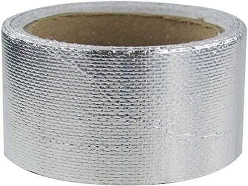 LXZSMH Hitzeschild-Klebeband, reflektierendes Hitzeschild-Band, Hochtemperatur-Hitzeschild-Wickelband, beständiges Auspuff-Wickelband, wärmeisolierendes Glasfaserband(Silver)