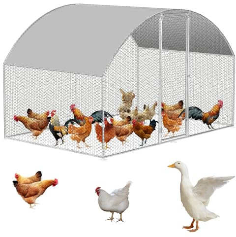 ISOISL 3x2x2m Hühnerstall für Hühnerkäfig Vogelkäfig Kleintiere Haustierkäfig Outdoor mit Gewölbtes PE-Dach Verzinkter Stahlrahmen