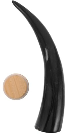 IMIKEYA Großes Trinkhorn mit Ständer aus Echtem Ochsenhorn Retro Vintage Stil Hornspitzenform als Trinkbecher und Dekoration bei Bühnenaufführungen