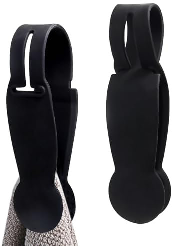 SI SEN 2 Stück Hut-Clip für Reisen, Magnetischer Hutclip, Silikon Loop Handtuchklammern, für Handtuchstangen und Regale (Schwarz)