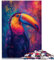 Puzzle für Erwachsene, 1000 Teile, Psychedelischer Tukan, Spielspielzeug für die Familie, Geschenk, Geschenke für Freunde und Familie, 50 x 75 cm, für Teenager ab 14 Jahren