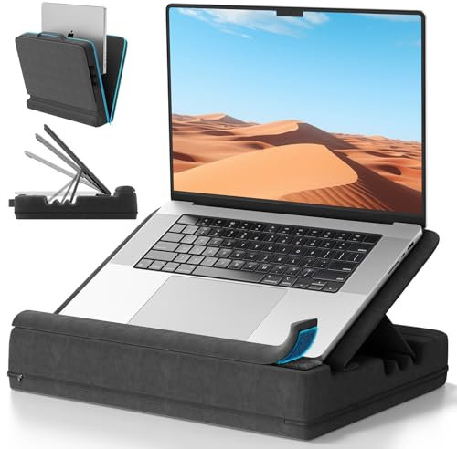 Heyife Laptop Kissen für Knietablett, Tablett Kissen Ständer, Laptoptisch Schoß fürs Bett/Sofa, Verstellbare Lap Desk Unterlage für bis zu 15″ PC/Mac, Tablet, iPad, Kindle, Schwarz