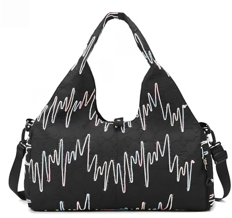SUNSEATON Sporttasche Damen Yogatasche Groß, Sporttasche Reisetasche mit Schuhfach & Nassfach, Wasserdicht Tragetasche für Yogamatten, Schwimmtasche Sport Gym Fitnesstasche (Schwarz)