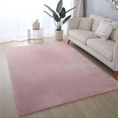 Ultra Soft Plush Anti-Slip Carpet Mat Living Room Large Area Rugs Modern Floor Bedroom Extra Large Size Non Shedding (Blush Pink, 80 x 150 cm)