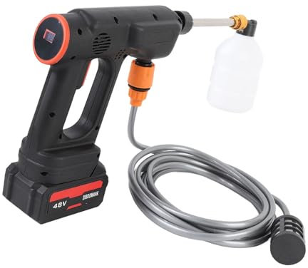 Schnurloser Druckreiniger, 900psi Handheld Electric Cleaner, Tragbare Druckwaschmaschine mit 6 in 1 Düse und 21,8AH -Batterie, Ideal für die Reinigung von KAR -Gartenauffahrten (EU-Stecker)