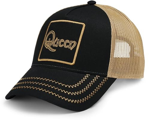 Amplified Trucker Baseballkappe mit verstellbarem Snapback-Verschluss, Atmungsaktiv - Queen, Schwarz-Gold