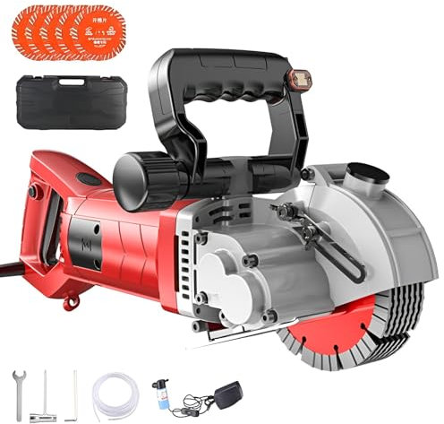 Scanalatrice elettrica a parete con 5 lame per sega, velocità di taglio 6500r/min, profondità regolabile 0-42 mm, larghezza 40 mm, scanalatura rotante per mattoni e cemento