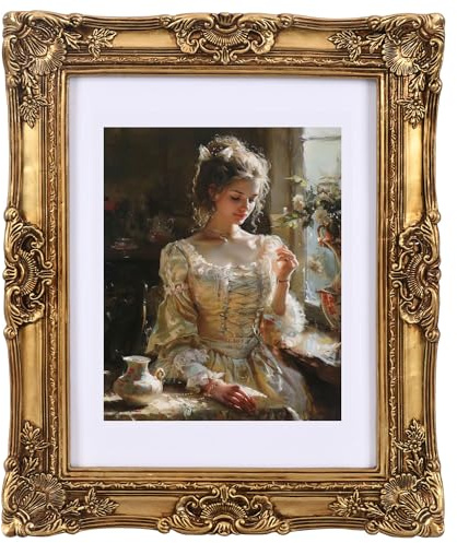 8x10 Vintage photo frame Antique gold picture frames with Mat for 6x8 Ornate picture frames Baroque Tabletop Wall Hanging Home Decor poster Photo frame