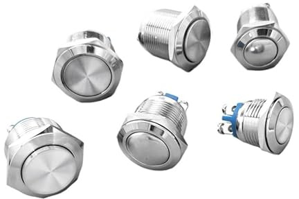 Botón pulsador metálico IP65 de 22 mm, 1 NA, reinicio momentáneo, tornillo plano, pasador de soldadura, potencia del electronic starter del coche