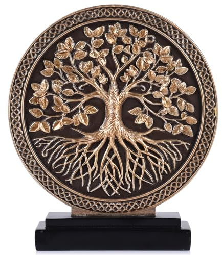 Scultura a forma di albero della vita, decorazione per la casa, sopra l'armadio della cucina, stile bohémien, decorazione per mensole, statua rotonda per libreria Credenza rustica shabby chic