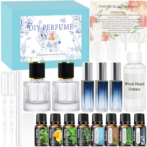 Parfüm Selber Machen Set, Vezerd Perfume Oil Making Kit für Herren Männer | Kreative Bastelset Erwachsene DIY mit Ätherisches Öl, Männer Mini Düfte als Geschenk für Frauen / Damen / Freund