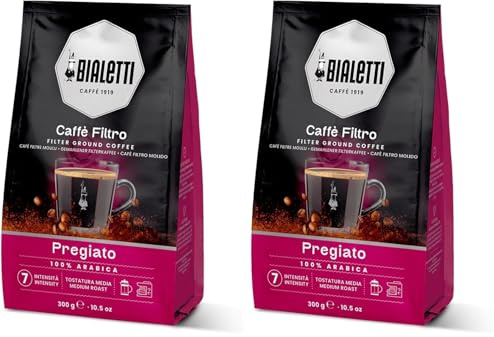Bialetti Café Filtre, 100% Arabica, Intensité 7, 300 Gr (Lot de 2)