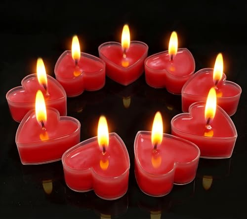 Jerhyun 9 Stück Herzkerzen, Rot Romantische Herzförmige Kerzen– Duftfrei | Kerze Herz Hergestellt Geeignet für Dekorative Valentinstag, Geburtstage, Hochzeiten und Partys