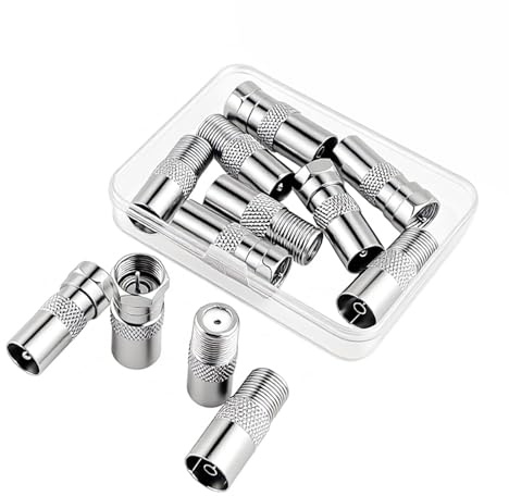 12 Pcs F Type Coax Aerial Connectors | For satellite, TV, router, modem, and coaxial cable connections.