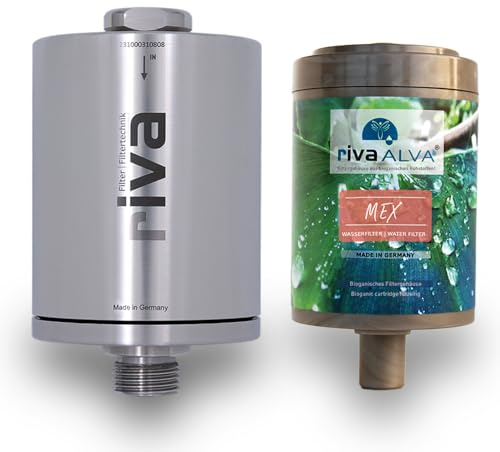 rivaALVA MEX - Filtro dell'acqua 2 in 1 in acciaio inox – filtro dell'acqua potabile sotto il tavolo con alloggiamento bioganico – filtra efficacemente PFAS e microplastica