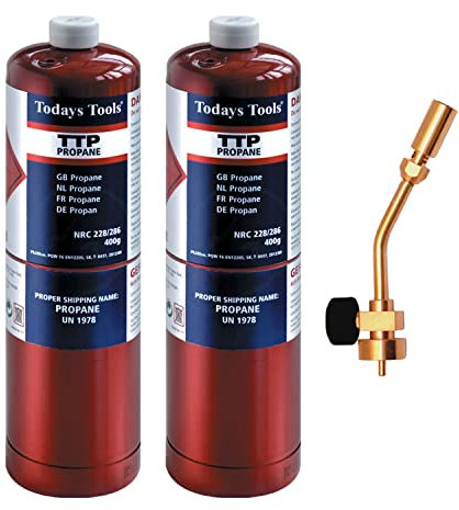 Profire Gas Torch + 2x Propane 400g Bottle Disposable Cylinder plumbers jet burner