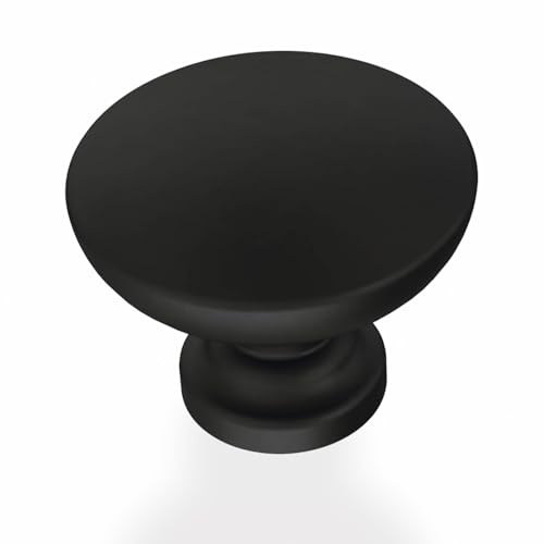 Franklin Brass - Fulton Matte Black Round Cabinet Knobs 1-3/16 Easy Install, Durable Hardware for Drawers, Dresser, Kitchen Cabinet Doors, and Furniture (10-Pack)