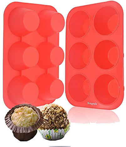 Silicone Muffin Tray Cupcake Set,6 Cups Nonstick Muffin Baking Pan Set of 2, Silicone Muffin Pan Bakeware for Oven Baking,Moulds,Non Stick Coating