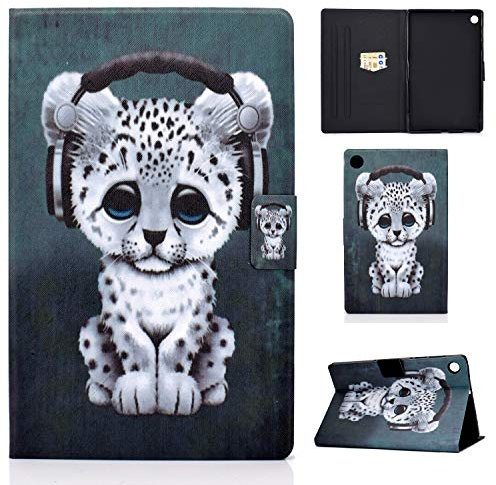 Custodia per Tablet Huawei MatePad T10S T10 2020 in Pelle Leggera Modello Adorabile Supporto Antiscivolo Cover con Supporto per Carte(Musica Leopardo)