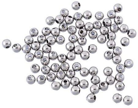 Premium Edelstahl Perlen Silber, 3mm Zwischenperlen mit Loch, DIY Schmuck basteln Kette Armband Bastelperlen für Schmuckherstellung DIY Perlen zum fädeln auffädeln (50 Stück)