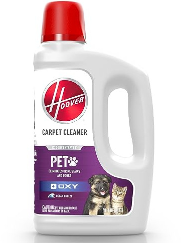 Hoover Oxy Pet Carpet Cleaner Solution, 50 oz., Ocean Breeze Scent, Deep Cleaning Carpet Shampoo Solution, Eliminates Urine Stains and Odors, Pair with Hoover Carpet Cleaner Machine
