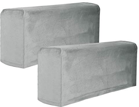 ROSENICE Lot De 2 Housses D'Accoudoir De Canapé Universelles, Extensibles Et Douces, ProtèGe-Accoudoirs en Polyester Gris pour Maison, Bureau Et Magasin, 50x20x12 Cm