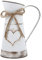 BESTonZON French Pitcher Vase Rustic Shabby Chic Vase with Love Heart Pattern Iron Metal Farmhouse Vintage Milk Can Jug Country Galvanized Plant Holder for Home Office Decor White 1