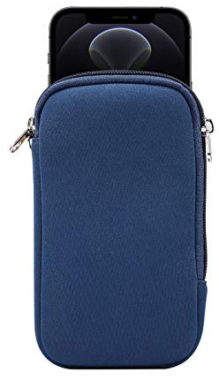 Neopren-Handyhülle, Netztasche, Umhängeband für iPhone 17 16 15 14 13 12 11 Pro iPhone X XS SE Samsung Galaxy S25 S24 S23 S22 S21 S20 S10 S10e A01, Google Pixel 8 7a 5 4a 4 (M, Blau)