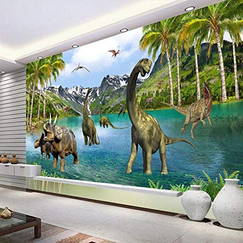 YXTSmurals Papier Peint Panoramique Green Trees Dinosaurs Papier Peint Intissé 3D Effet Poster Geant Mural Personnalisé 3D Pour Salon Chambre Décoration Murale
