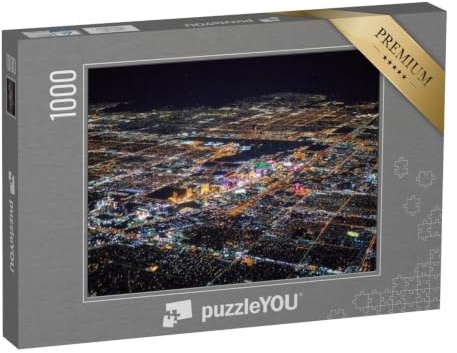puzzleYOU: Puzzle 1000 Teile „Las Vegas bei Nacht aus der Vogelperspektive“ – aus der Puzzle-Kollektion Las Vegas