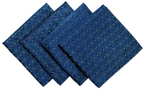 TOPLUXE Stoffservietten 4er Set 45x45cm, Servietten Waschbar, Tischdeko für Esstisch Home Kitchen Room Restaurant (Blaue Punkte)
